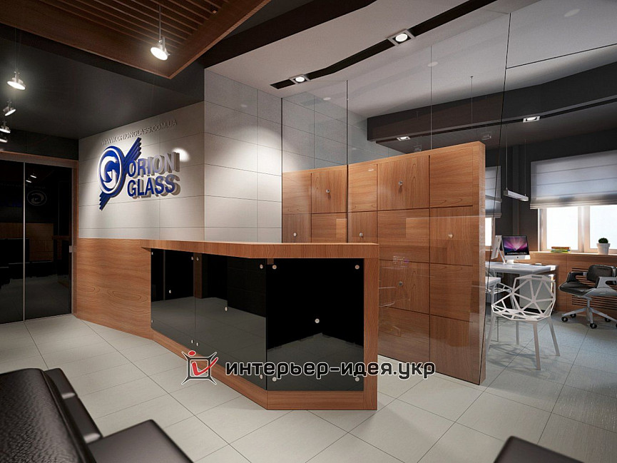 Дизайн приемной и офиса компании Orion-Glass в современном стиле