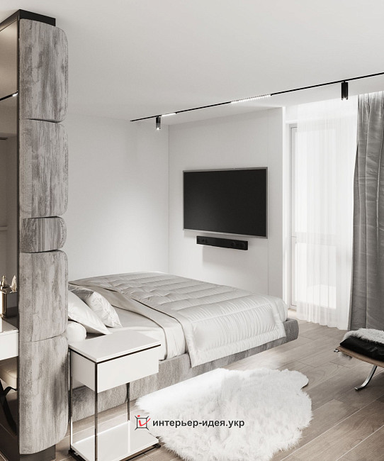 Современная минималистичная спальня 25 м.кв