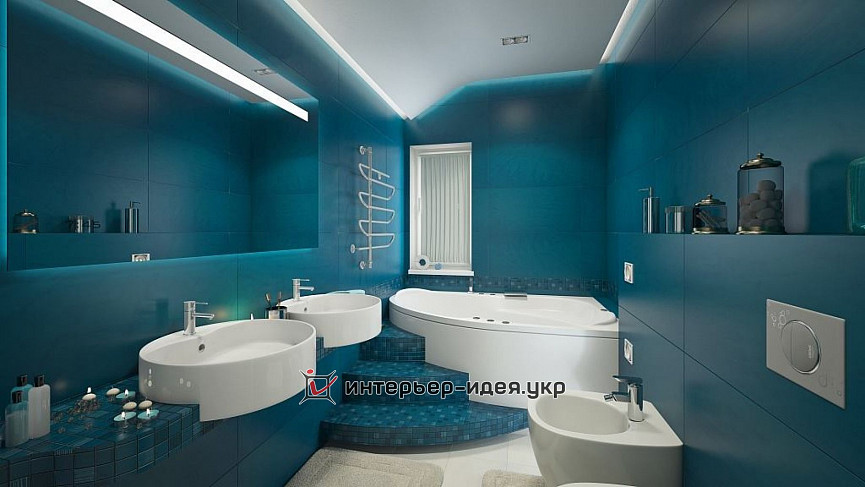 Дизайн ванной цвета аквамарин, г. Моршин, Львовской обл.