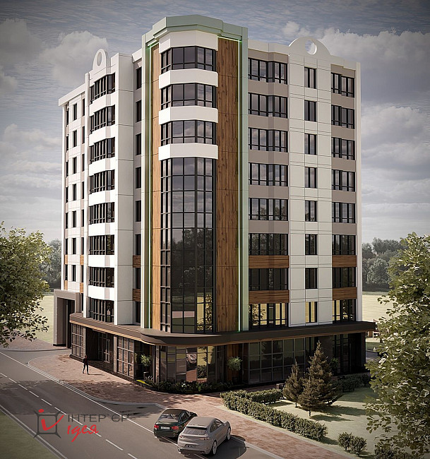 Дизайн фасада многоэтажки в Черкассах, по ул. Шевченка, 184