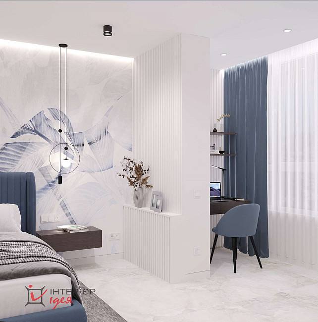 Спальня с гардеробной комнатой, 24 м.кв