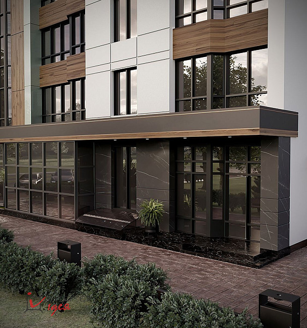 Дизайн фасада многоэтажки в Черкассах, по ул. Шевченка, 184