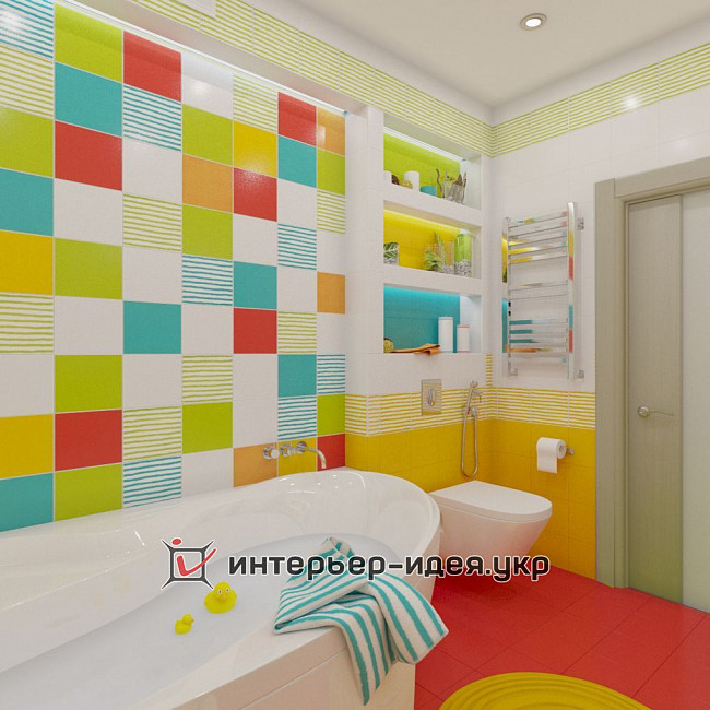 Радость цвета в дизайне интерьера ванной комнаты