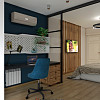 Сучасний інтер&#039;єр спальні-кабінету з ретро нотками