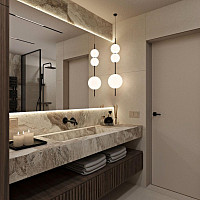 Санузел в стиле современный минимализм, 13 м2. Дизайн ВАННОЙ КОМНАТЫ