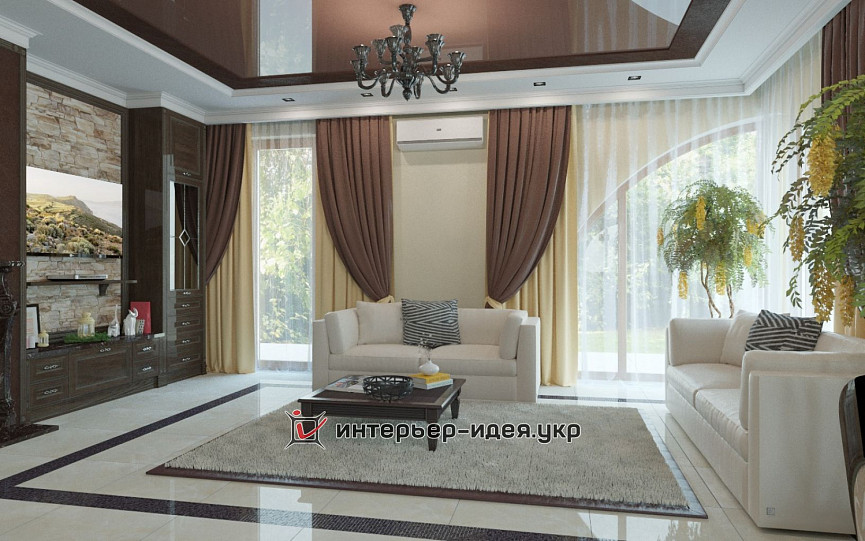 Дизайн гостиной и столовой зоны в классическом стиле