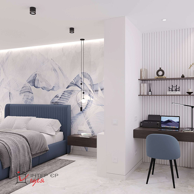 Спальня с гардеробной комнатой, 24 м.кв