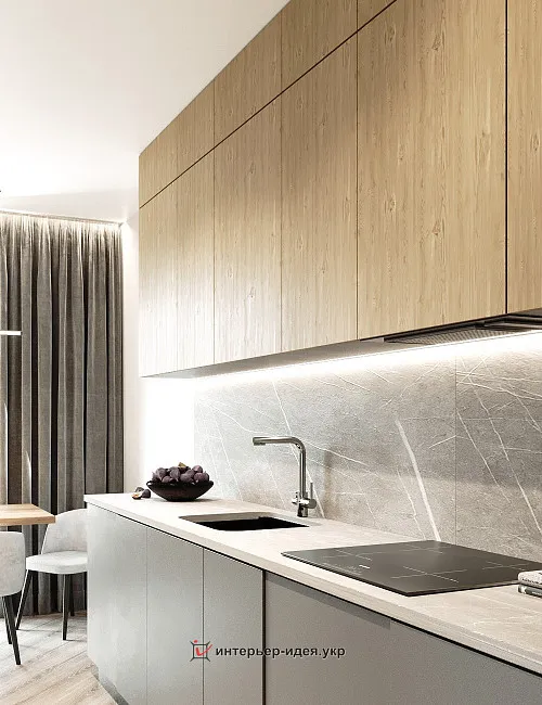 Эффектный и молодежный дизайн кухни-студии