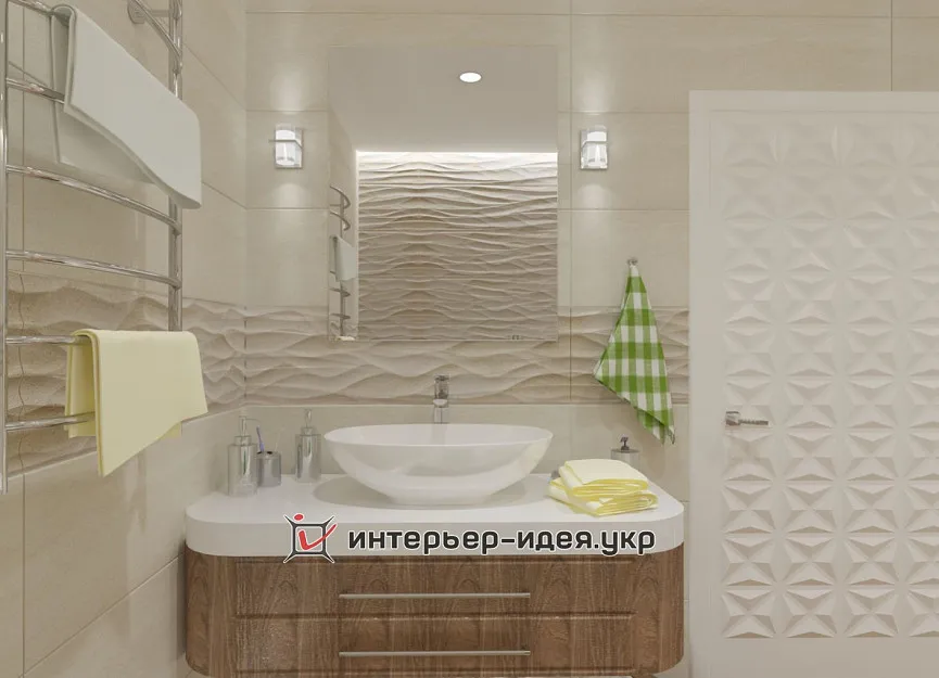 Дизайн современной ванной комнаты с овальной ванной и умывальником-чашей