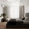 Сдержанная и изящная спальня с отдельной гардеробной комнатой, 23 м.кв