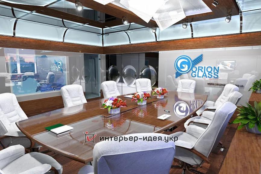 Дизайн переговорной офиса компании "Orion-Glass" в современном стиле