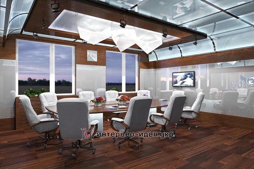 Дизайн переговорной офиса компании "Orion-Glass" в современном стиле