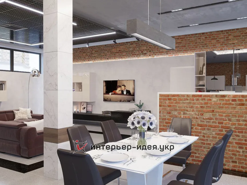 Дизайн кухни-студии в стиле лофт