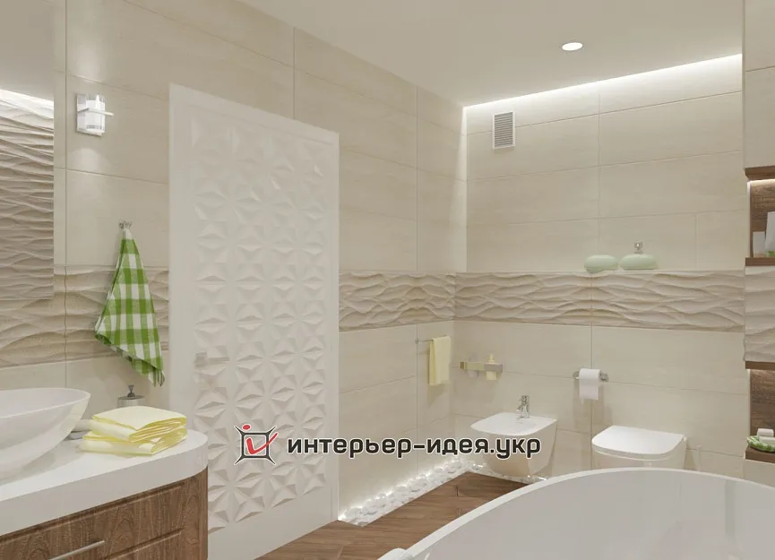 Дизайн современной ванной комнаты с овальной ванной и умывальником-чашей
