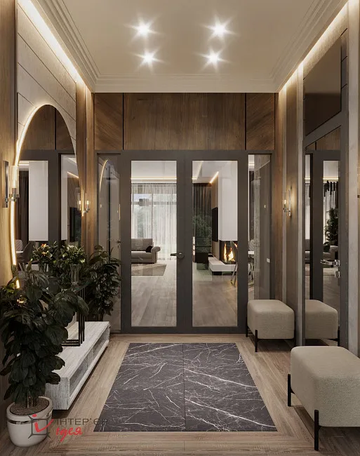 Современная прихожая жилого дома 6 м.кв